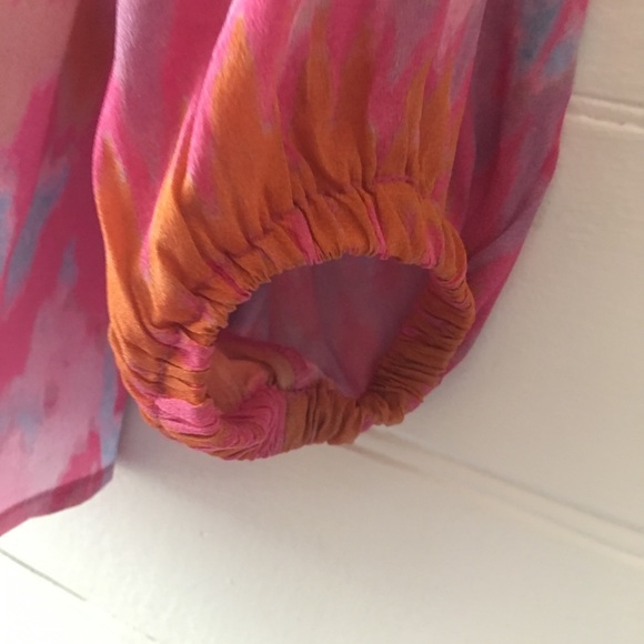 Camilla Printed Silk Hand-Beaded Lace-Up Blouse - Picture 10 of 12